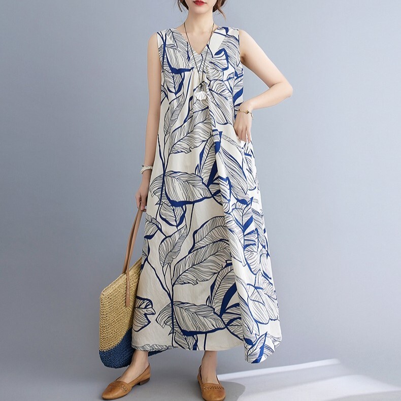 ワンピース レディース ドレス 膝下 マキシ 袖なし ノースリーブ Vネック スクエアネック ワイド フレア Aライン フェミニン タック ポケット リバーシブル ギャザー かわいい 大人可愛い