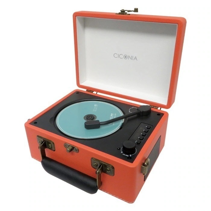 レトロ CDプレーヤー CCD-0010-OR オレンジ レコードプレーヤー風 多機能CDプレーヤー