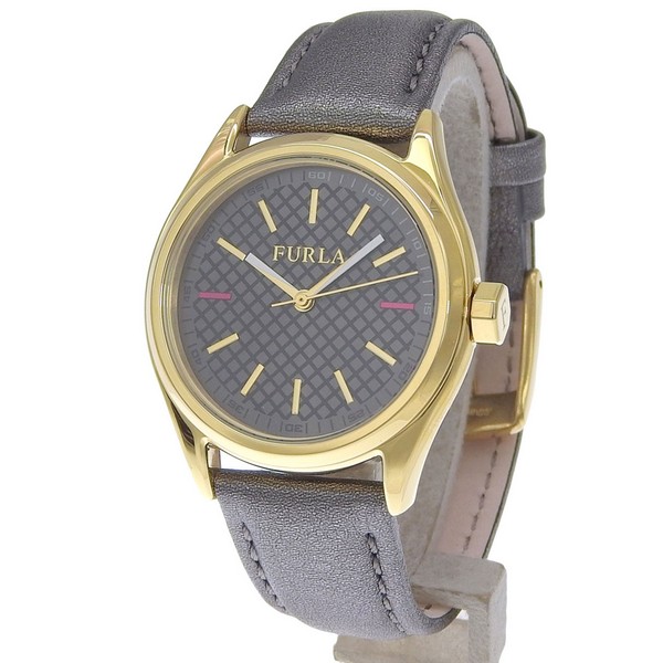 フルラ 腕時計 レディース SS×レザー ブラック EVA 35mm 3H BLACK DIAL METALLIC R4251101501 FURLA
