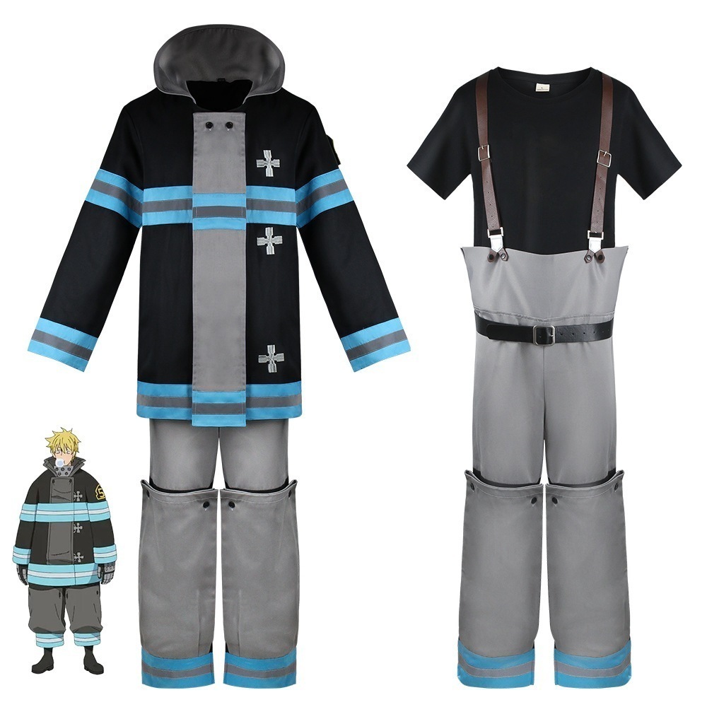 炎の消防隊のコスプレのキャラクターは服装のアニメと同じ消防服の第8チームの反射のスーツを演じます