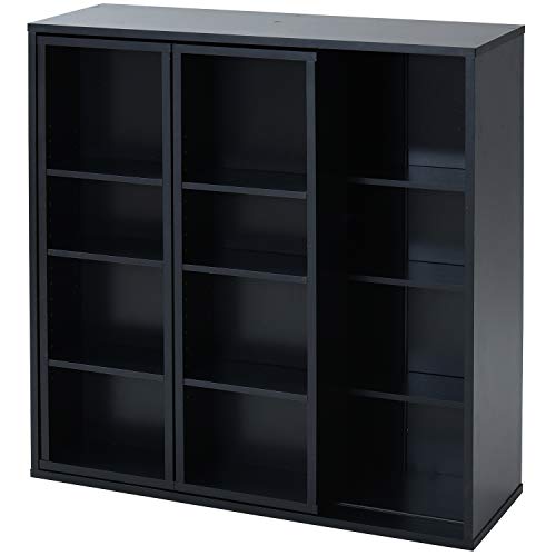 色：ブラック サイズ：90×29×92cm 山善(YAMAZEN) 本棚 大容量 コミック370冊収