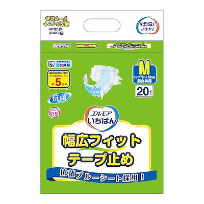 他サイト： いちばん 幅広フィット テープ止めタイプ Mサイズ 20枚入 【ADL区分:寝て過ごす事が多い方】の商品画像