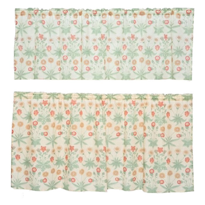 川島織物セルコン Morris Design Studio デイジーシアー カフェカーテン(防炎) 145×60cm DH1400D LO・ライトオレンジ