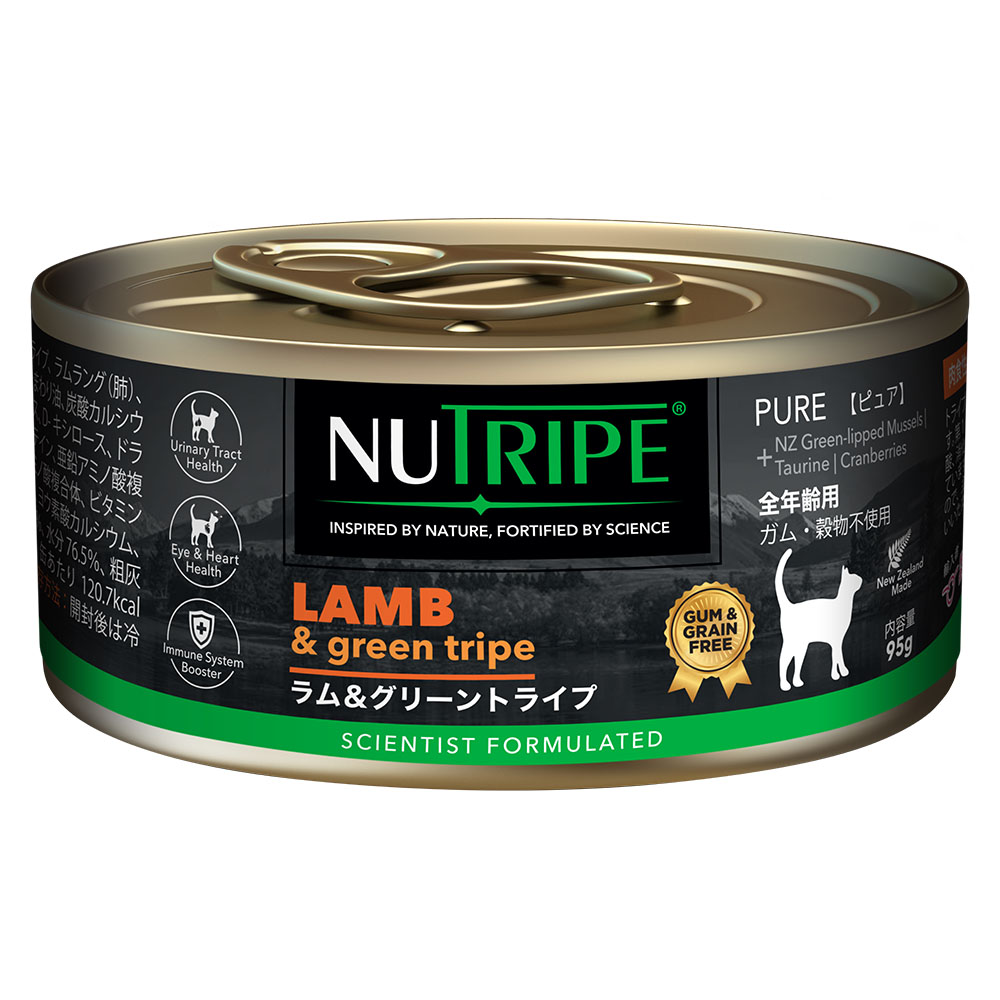 全年齢用 総合栄養 キャットフード NUTRIPE ニュートライプ ラム＆グリーントライプ 95g×24個（1ケース）(キャットフード)（猫缶）【正規品】