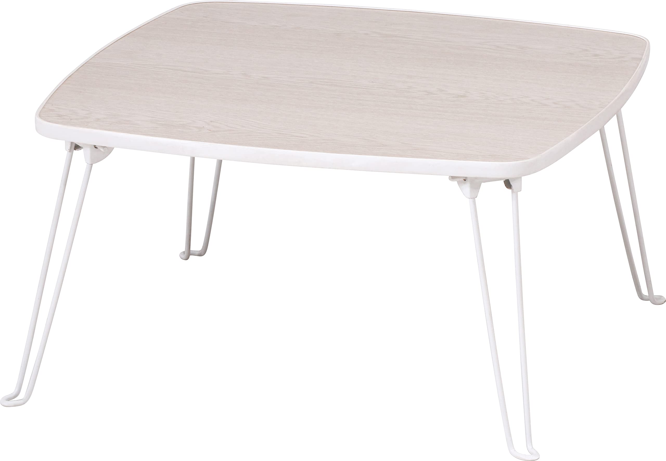 不二貿易(Fujiboeki) ローテーブル 四角 折りたたみテーブル ミニ 幅60×奥行60×高さ31.5cm ホワイトウォッシュ 完成品 角が丸い 持ち運び簡単 アウトドア ピクニック 10861