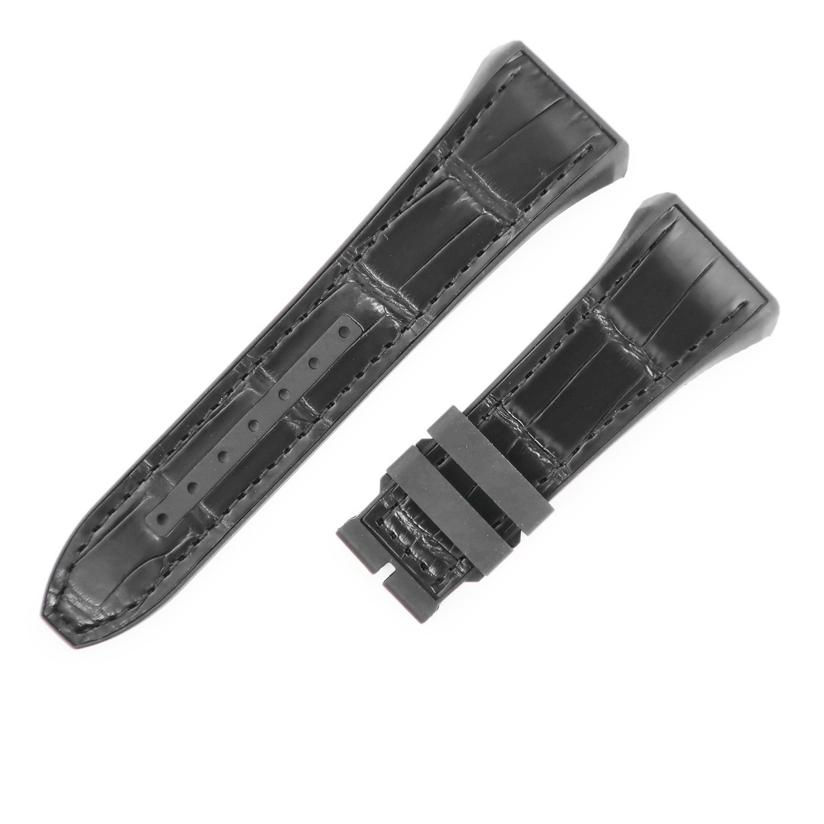 ヴァンガード V45用 クロコ×ラバーバンド メンズ 未使用 純正 ベルト バンド ストラップ 替え 28mm ブラック 黒