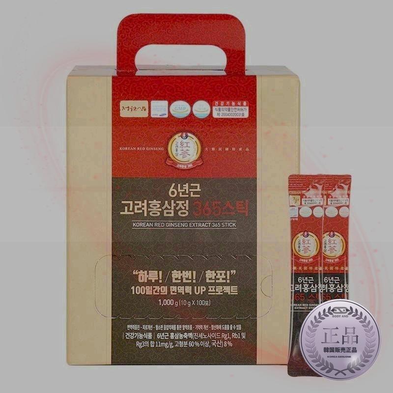 チョンウォンサム6年根高麗ホンサムジョン365スティック100個入り/ 10g