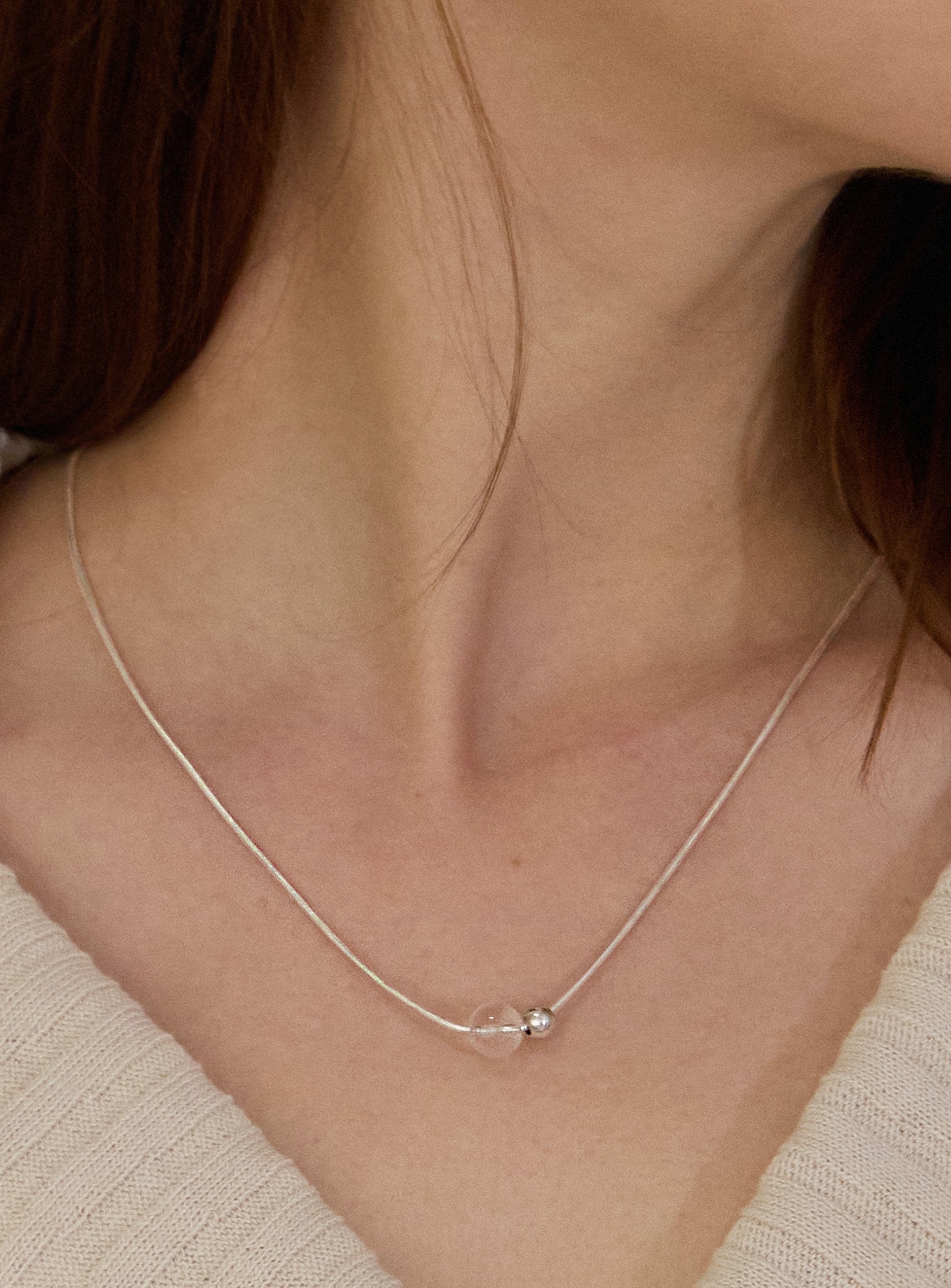 【シルバー925】バブル デュー スライディング ロングネックレス