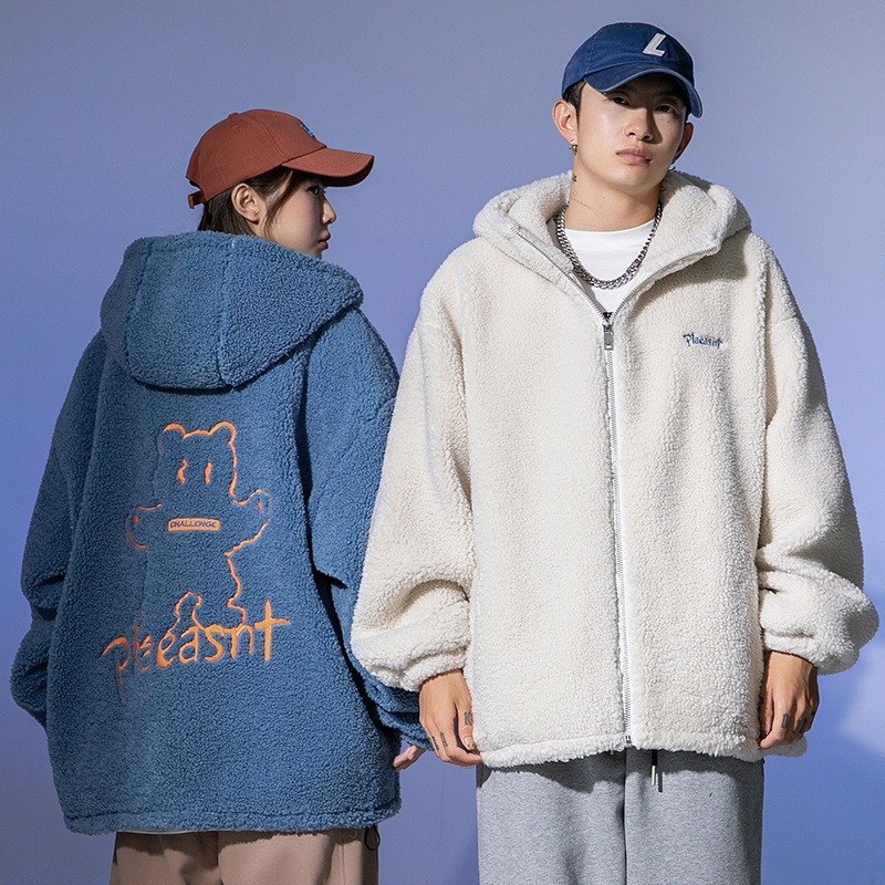 大人の魅力 ペアルック ボアコート ボアジャケット レディース メンズ トップス 長袖 刺繍 可愛い 厚手 ボアジャン カップル お揃い 韓国風 おしゃれ ゆったり おすすめ