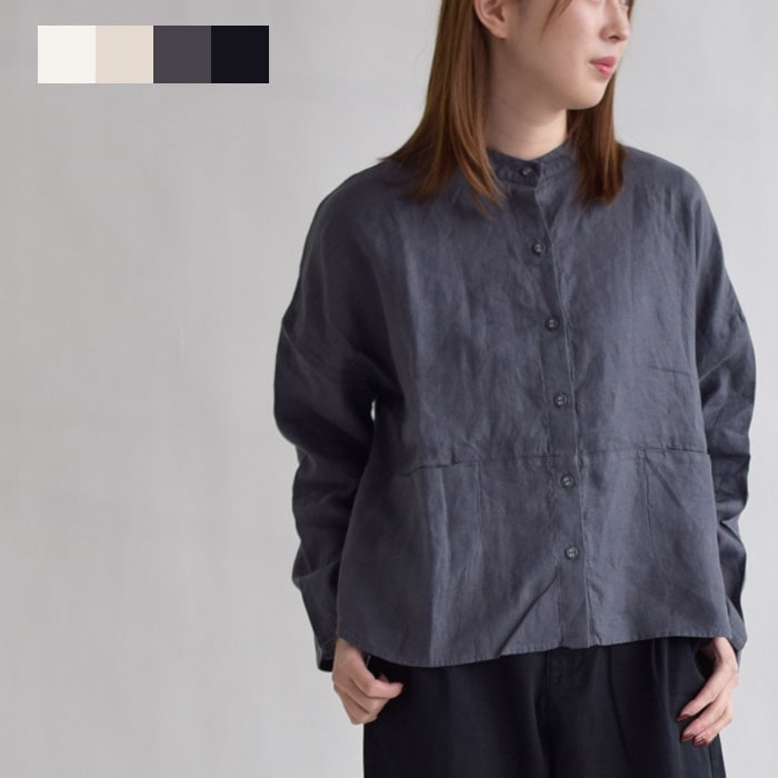 D*g*y レディース シャツ ブラウス リネンオックス切替シャツ D*g*y トップス スタンドカラー デコカンパニー ディージーワイ dgy 麻 リネン 無地 大人かわい