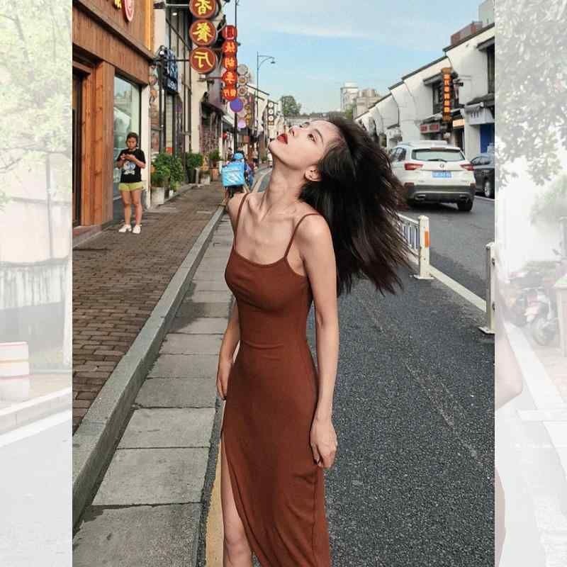 スリットドレス フレンチスクエアネック キレイ ワンピース い レディース お洒落 デザイン ノースリーブ ウエスト 夏