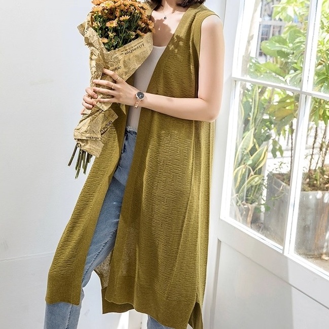 トップス ベスト ロングベスト Vネック 前開き ロング丈 透け感 可愛い かわいい 大人可愛い きれいめ シンプル 上品 おしゃれ かっこいい カジュアル こなれ感 個性的 主役級 存在感 レトロ