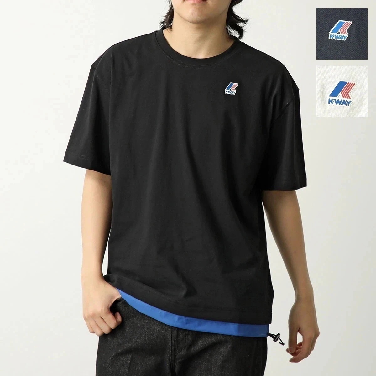 K-WAY ケーウェイ Tシャツ SERILLE セリル K4124BW メンズ 半袖 クルーネック カットソー コットン × ナイロン ロゴ カラー3色