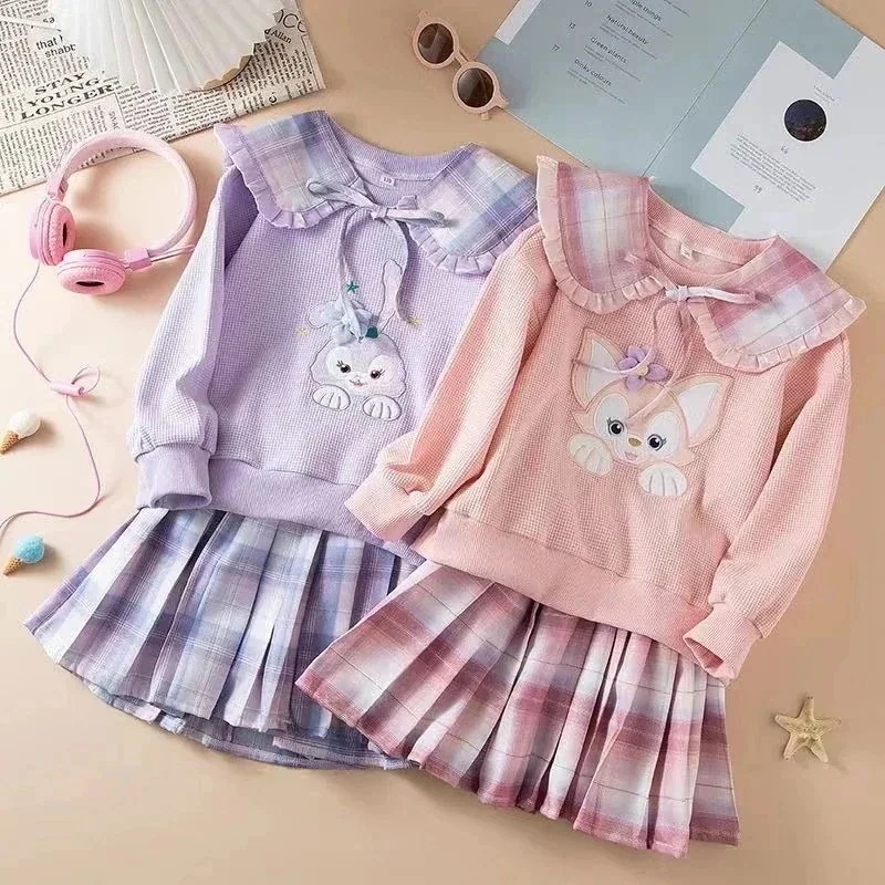 新着韓国 かわいい リーナベル ステラルー長袖 ワンピース キャラクター キッズ 女の子 通学着 子供服 上下2点セット 贈り物