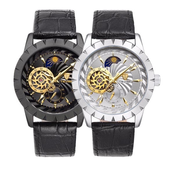 腕時計 オープンハート スモールセコンド 自動巻き サン＆ムーン フォーマルスタイル 夜光 蓄光