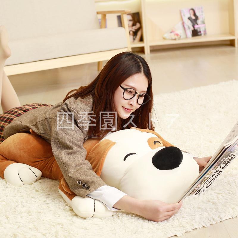 犬 ぬいぐるみ　特大　4サイズ　2色　グレー　超柔らかい　癒してくれる　75センチ