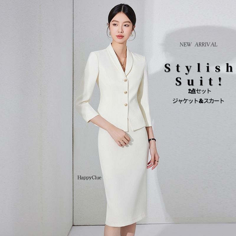 スカートスーツ セットアップ スーツセット レディース スーツ エレガント 優雅 事務服 OL通勤 オフィス フォーマル 卒業式 入学式 30代40代 おしゃれ 七分袖 ジャケット 2点セット 春夏