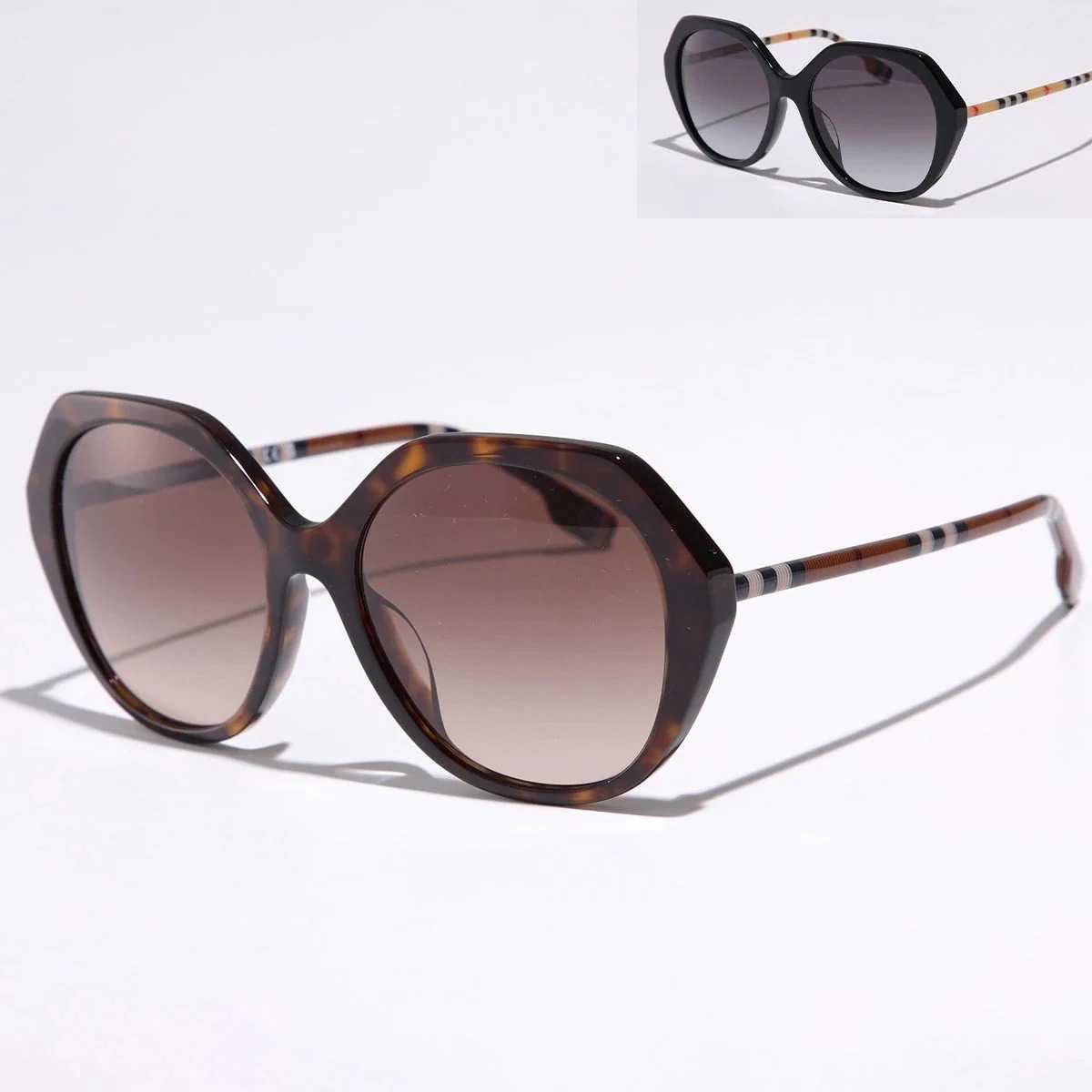 BURBERRY バーバリー サングラス B 4375-F レディース ポリゴン型 バタフライ型 セルフレーム バーバリーチェック フルリム アイウェア カラー2色