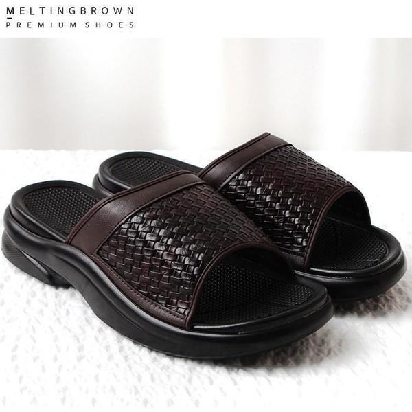 男性用高級ウォーターシューズ サンダル オフィス レザーサンダル LS080