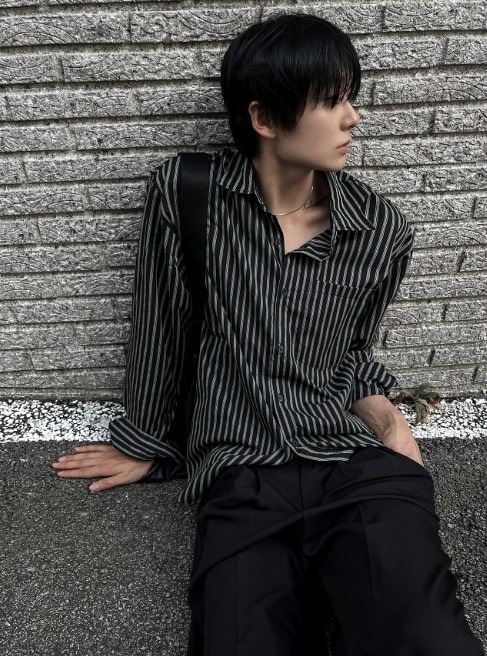 [COSYHARU公式]Oasis Stripe Satin Shirt