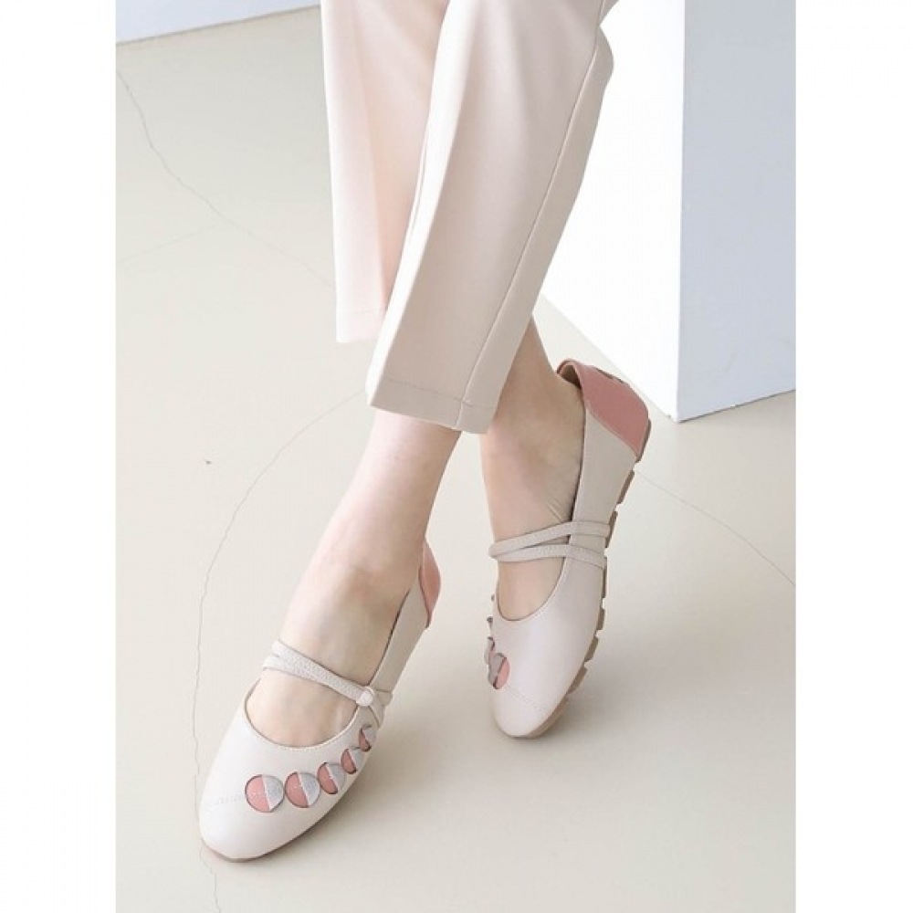 [Ninaspari] サークルカットバックバンドレザーローファー