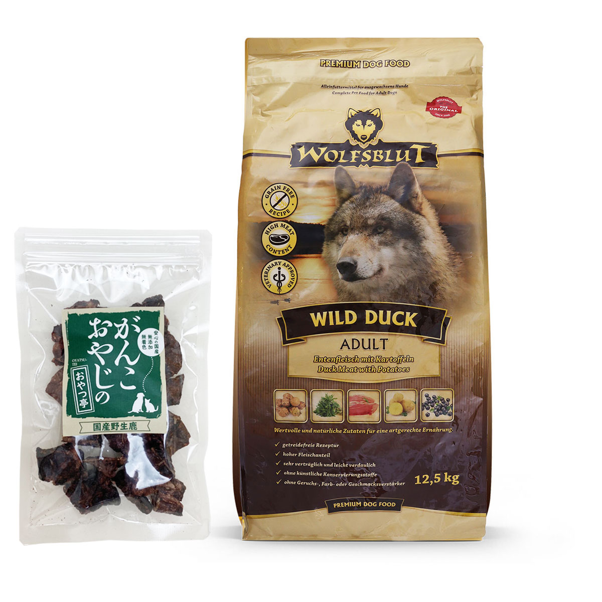 ウルフブラット アダルト ワイルド ダック(ダックとポテト) 12.5kg 【国産鹿ラング15g付き】