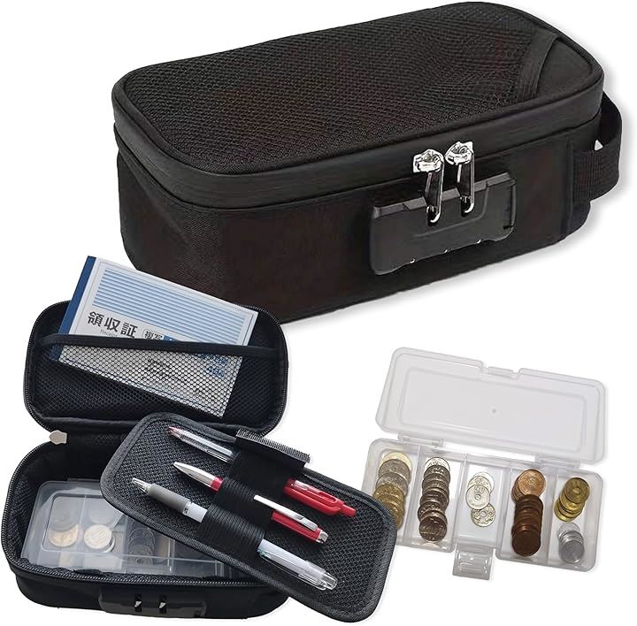 タクシー用釣り銭バック 家計管理 ポーチ 釣り銭ケース 集金 ガジェットポーチ 小型 手提げ金庫 お金管理(ブラック)