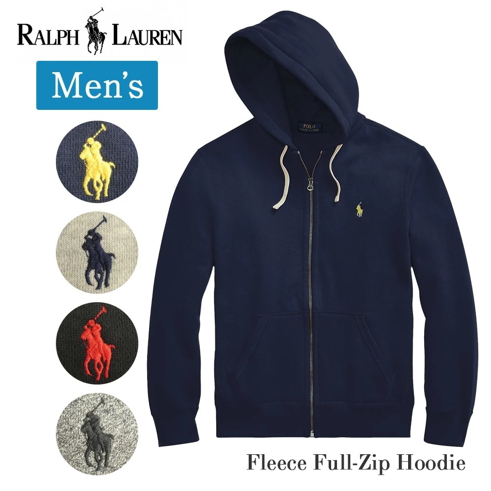 メンズ フルジップ パーカー 710548546 定番 フリース 裏起毛 フーディー フルジップパーカー ゆったり 男性 ワンポイント 無地 ポニー刺繍 プレゼント ギフト