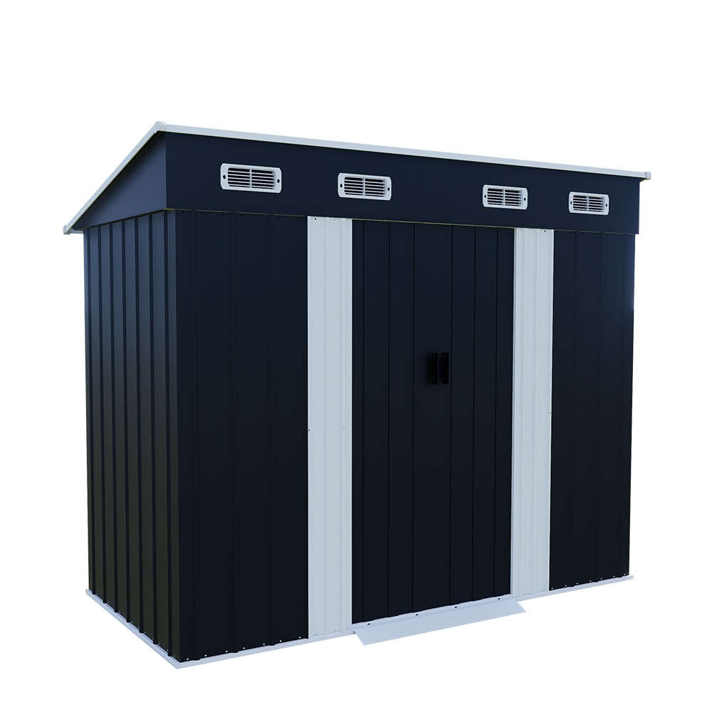 【期間限定】【TYPE C グレー】物置 屋外 大型 倉庫 大型物置 戸外収納庫 物置 防水/耐侯 収納可能 ガーデン/庭/田畑/農場 頑丈 大容量 スチール　引き戸　補強フレーム付き 換気口付き 床