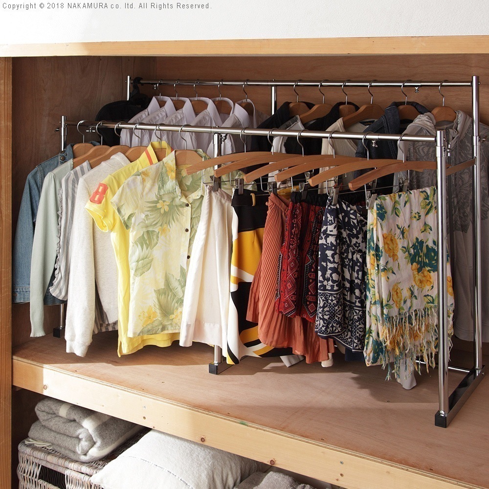 押入れハンガーラック スラックスハンガー 洋服掛け おしゃれ ワードローブ 伸縮 隙間 衣類収納 一間用 頑丈 スリム 幅114cm