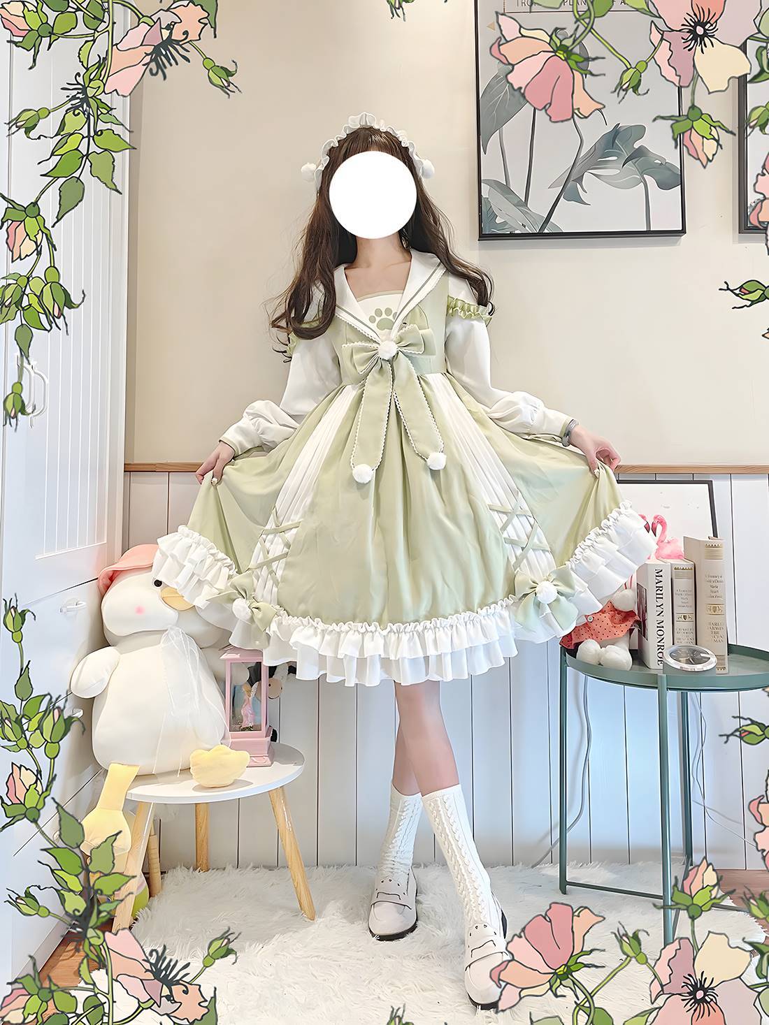 姫スカートオリジナル可愛いデイリーワンピース甘系 二次元 文化祭 Lolita メイド服