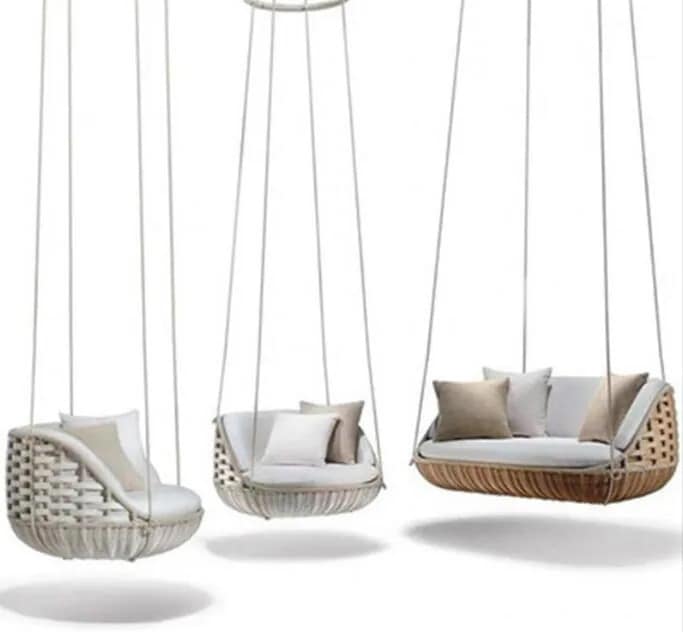 ハンギングチェアダブルハンギングバスケット素朴な屋外レジャーロッキングチェア籐椅 ホームハンモック屋内ロッキングバスケット