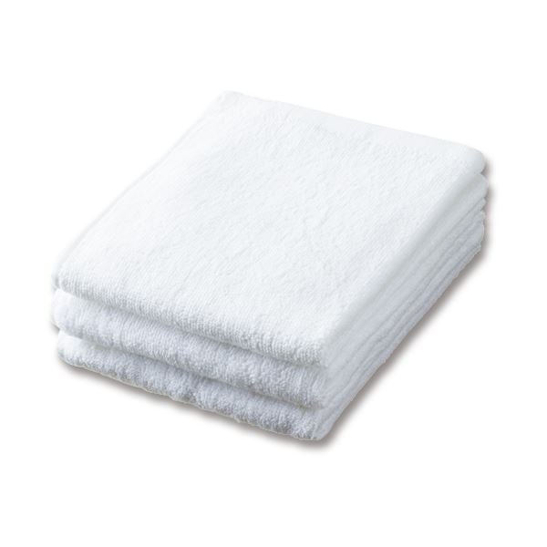 （まとめ）業務用スレンカラーフェイスタオルホワイト 1パック（3枚）(×10セット)