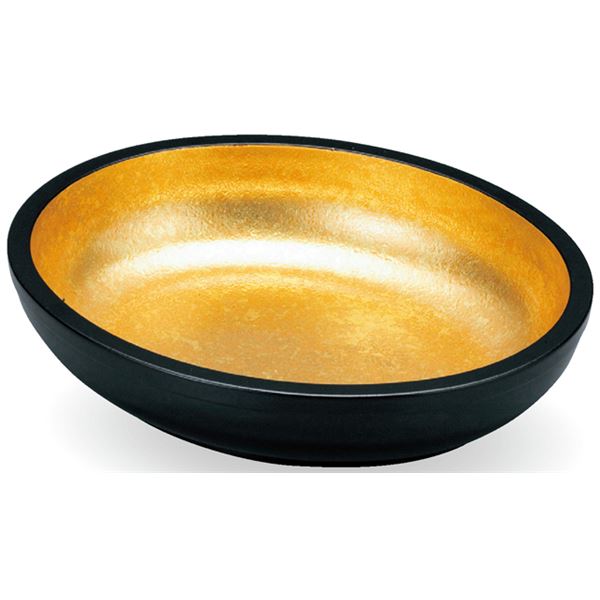 尺2 小判盛込鉢/和食器 (2色金箔 A) 350mm×300mm×77mm 日本製 (和食 レストラン 店舗 お店)