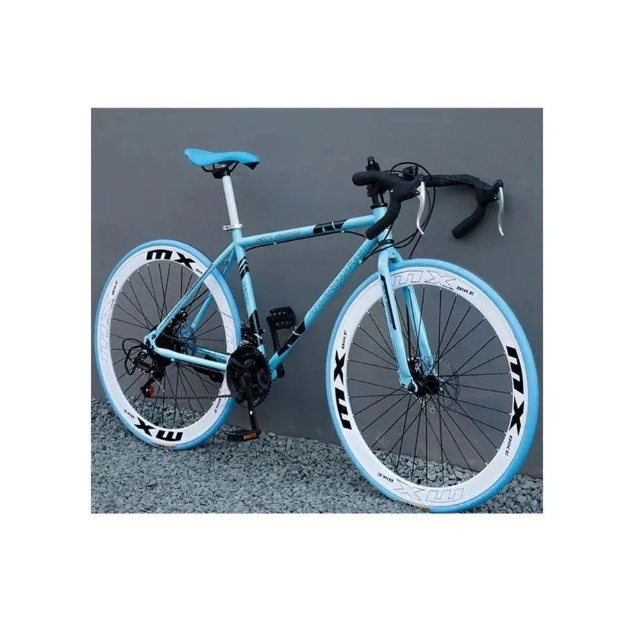 【短納期】ロードバイク通勤 通学ロード自転車高炭素鋼フレーム ダブルディスクブレーキ公路自行 自行 初心者自転車ロードバイク アウトドアソリッドタイヤ 700×8Cタ
