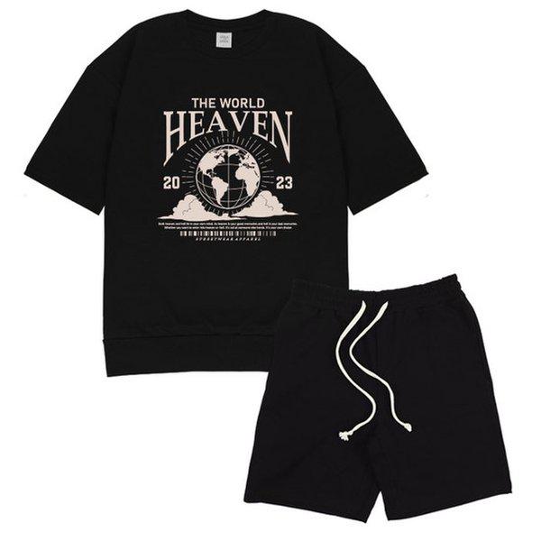 HEAVEN オーバーフィット 半袖 Tシャツ ハーフパンツ セットアップ 6カラー