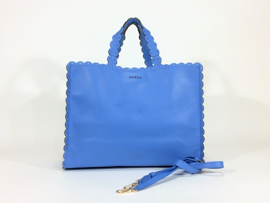 トートバッグ ブルー系 ショルダーストラップあり 2wayバッグ 手提げかばん 【中古品】