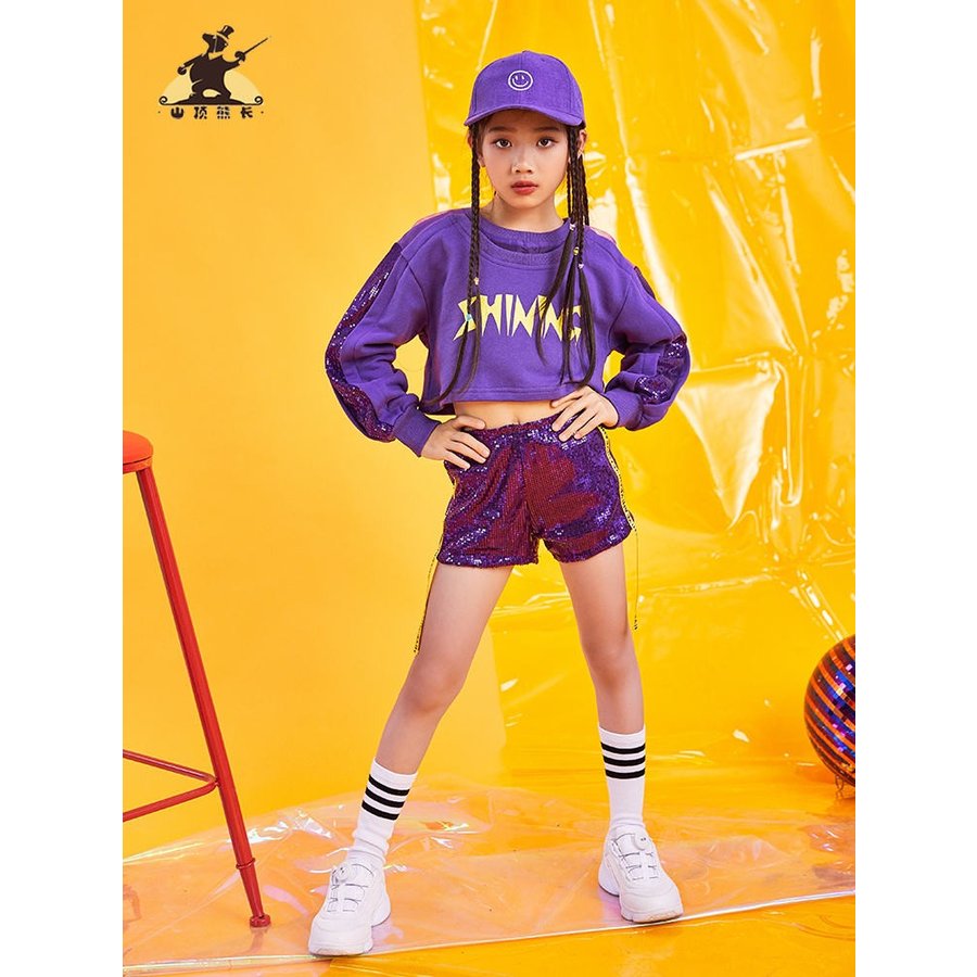 ダンス 衣装 キッズダンス 原宿系 チアガール 女の子供セットアップ ダンス衣装 キラキラ ダンスウェア 演出服 メタリック ジャッズ 舞台 チアガールバスケ