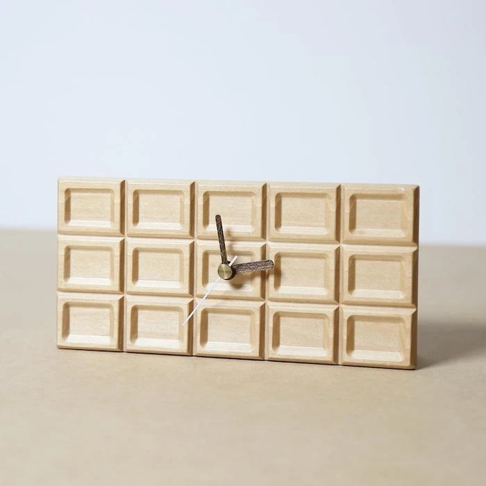 木製時計 もしもクロック チョコレート メイプル 白 チョコレートを忍ばせるおしゃれなインテリア プレゼント ギフト