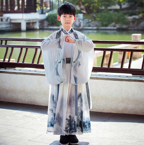 子供コスチューム 羽織＋トップス＋スカート３点セット中華風チャイナ服 子供コスプレ衣裳 男の子 男性中華服 漢服 中華服　キッズ 子供チャイナドレス 中華衣装 長袖 華流コスチューム 舞台 中