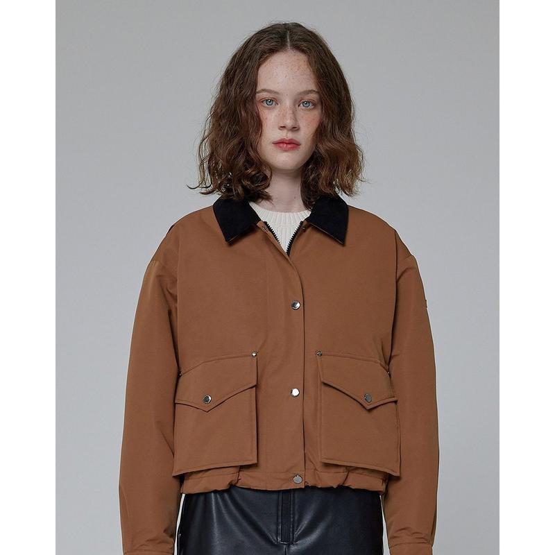 [女性] コーデュロイポイントパディングジャケット - キャメル HDW0003AOZCAM