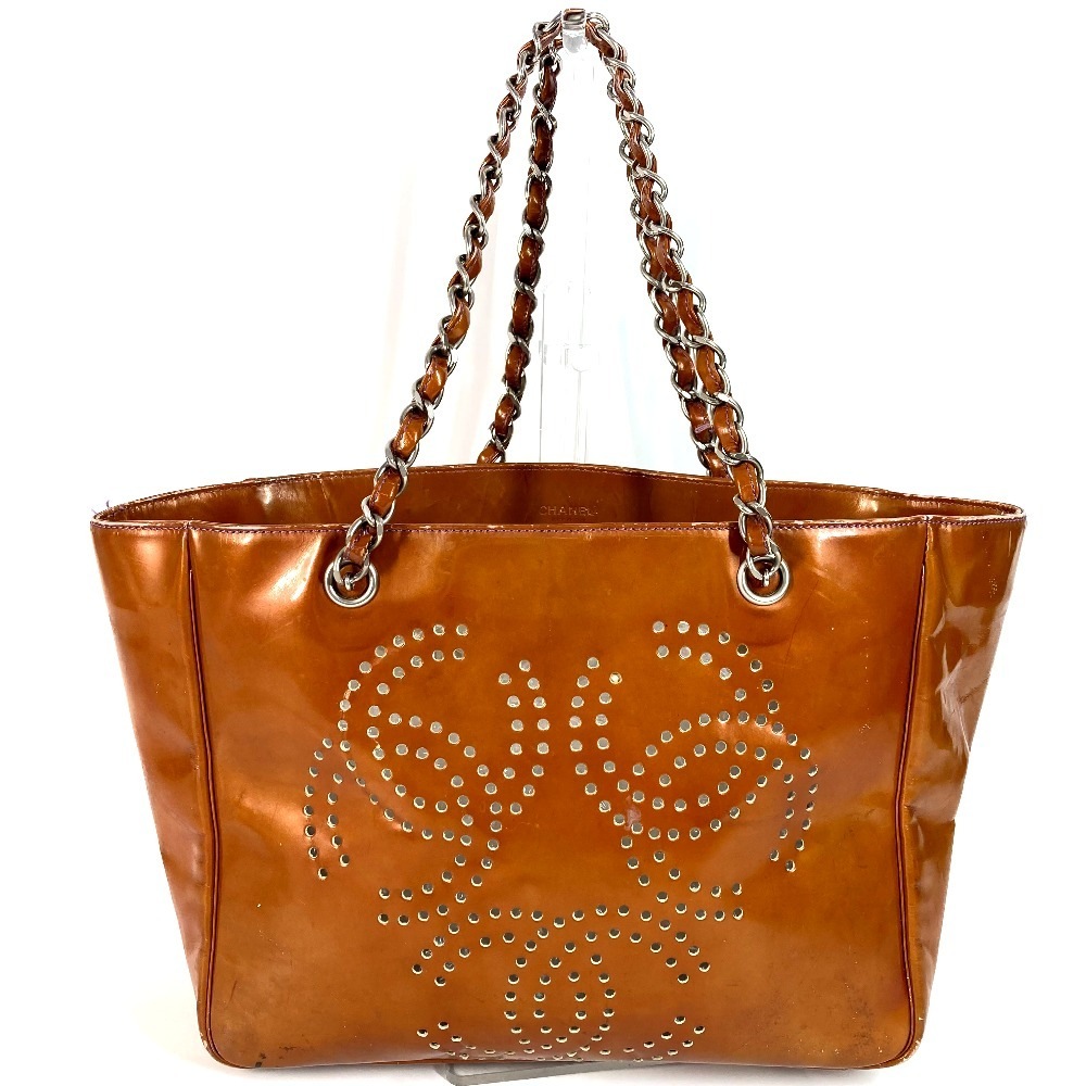 ショルダーバッグ トリプルココ CC ロゴ Wチェーン カバン 肩掛け Wチェーンバッグ パテントレザー オレンジ