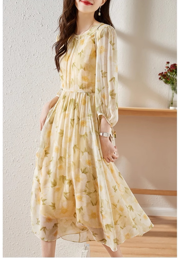 ドレス 女性 春 ティーブレイク ウエスト スリム スカート 個性的 ワンピース ロング ロング丈 袖あり 7分袖 七分袖 ラウンドネック 襟なし かわいい 大人可愛い きれいめ 大人 上品 おしゃれ