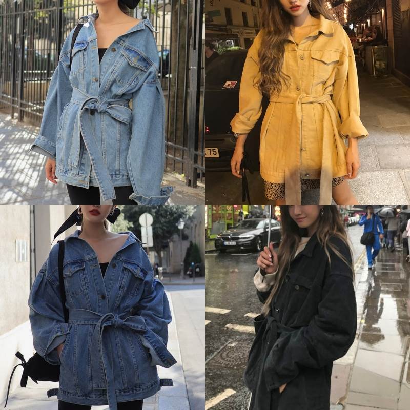 4色 アウター ジャケット デニムジャケット レディース 春 ライトブルー 青 イエロー 黄色 ダークブルー ブラック 黒 長袖 かわいい 大人可愛い カジュアル レトロ おしゃれ 大人女子 こなれ感