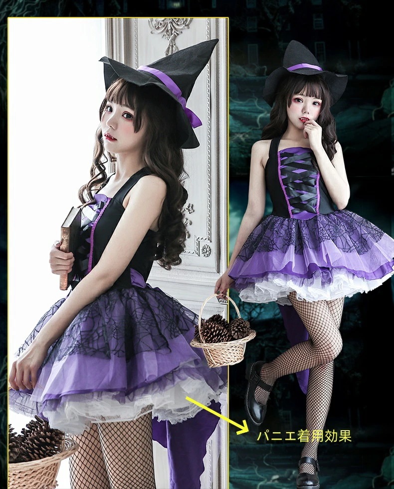 ハロウィン衣装 可愛いメイド服 大人用コスチューム メイド服 メイドコスプレ ハロウィン衣装 3点セット ワンピース+帽子+パニエ 吸血鬼 魔女 メイド喫茶 ゴシック 舞台衣装 イベント 学園祭