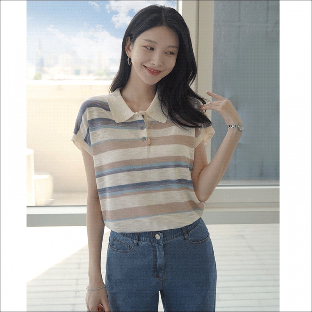 クリックアンドファニー ラルビスコス ストライプ カラーニット 5,811円