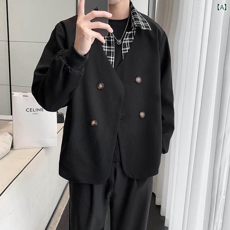 アウター メンズ カジュアル おしゃれ フェイク セットアップ ジャケット 春秋 トレンディ ジャケット コート カジュアル トップス