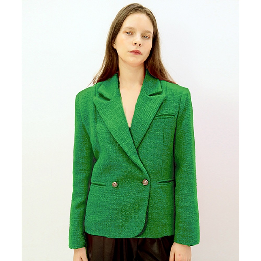 DAMAGE MNEMONIC オーバーフィットツイードグリーンジャケット_Over fit Tweed Green JK