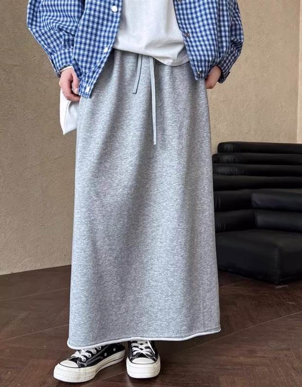 【送料無料】ブラック カラバリあり 伸縮性 落ち感 ウエストゴム ハイウエスト Aライン ロング丈 ひざ下 秋 スウェット レディース ボトムス 7,411円