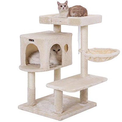 他サイト： FEANDREA キャットタワー据え置き 多頭飼い 大型猫用 大きい猫にピッタリ 巨大ハウス 広い見晴らし台 PCT42Mの商品画像